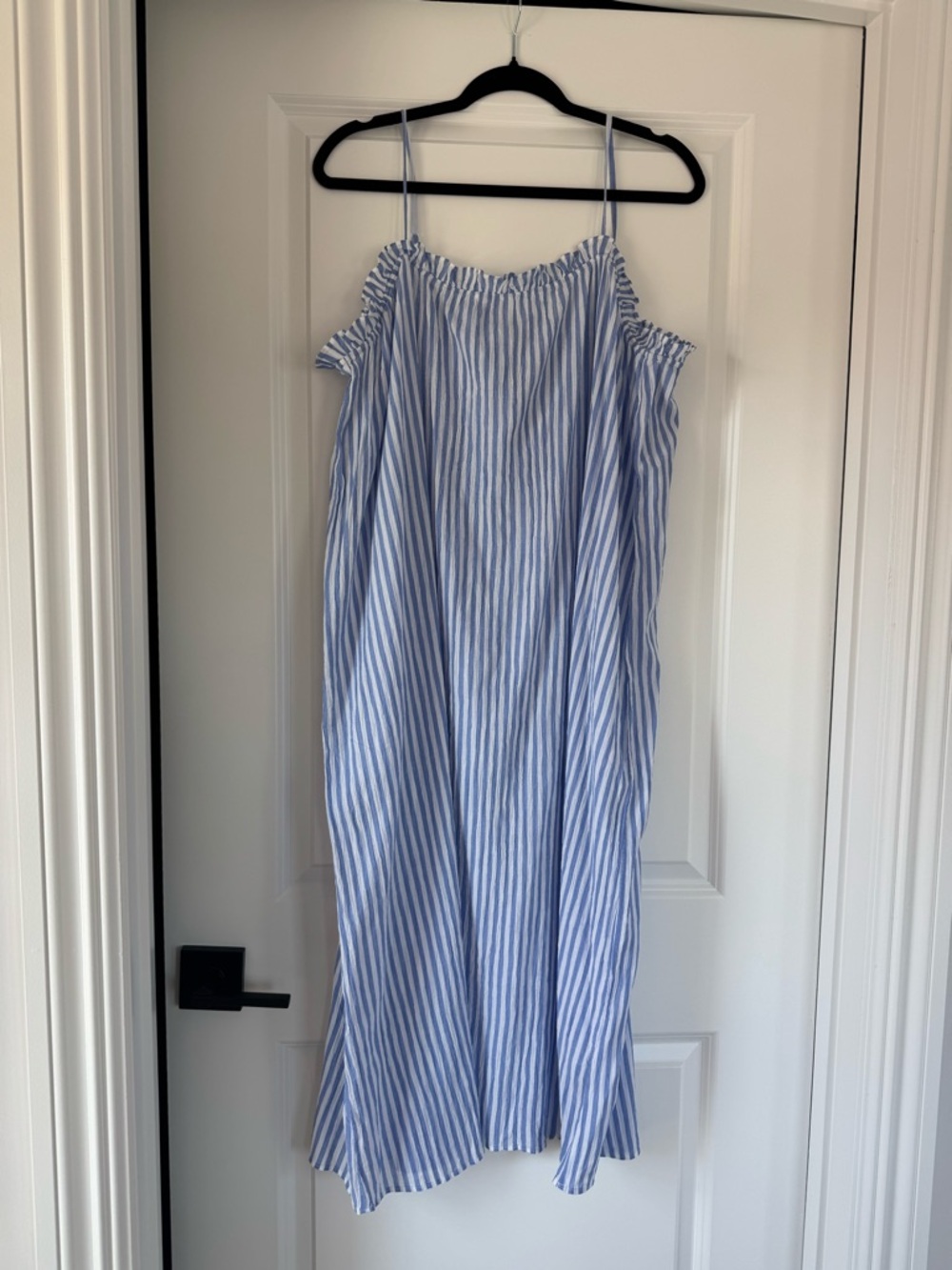 Blue and White Striped Maxi Dress